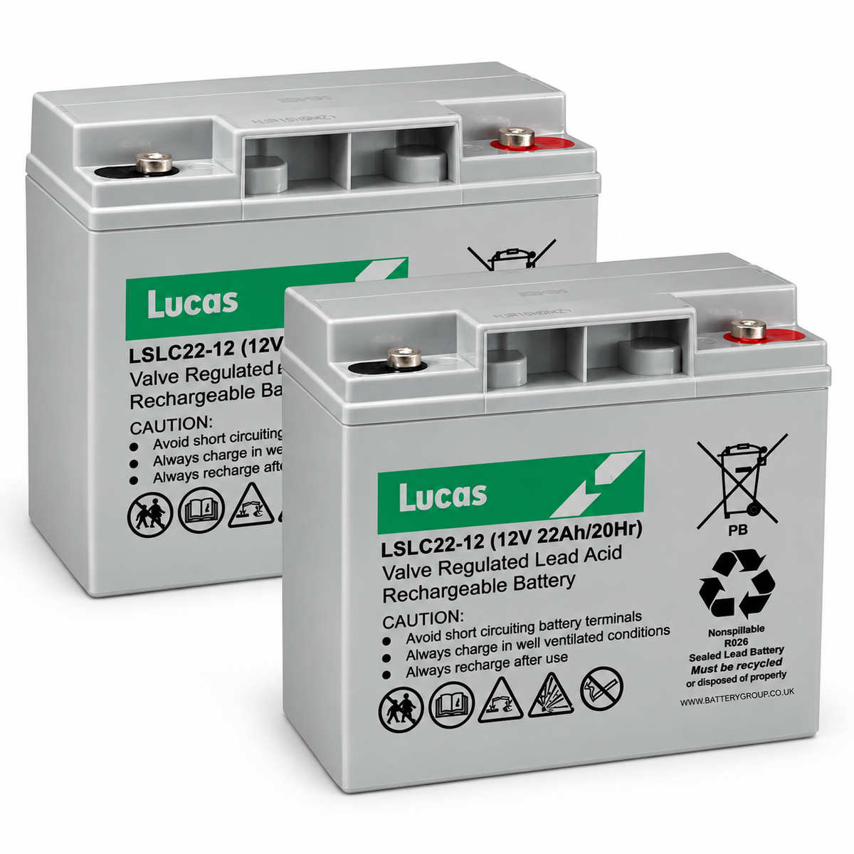 Lucas 12V 22Ah Mobility Scooter Batteries - Twin Pack (2)