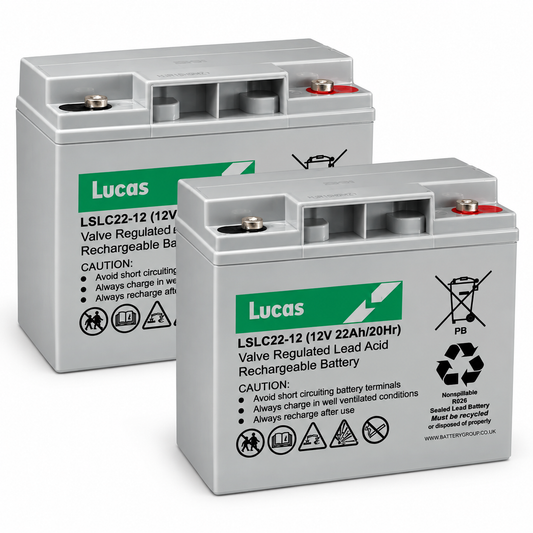Lucas 12V 22Ah Mobility Scooter Batteries - Twin Pack (2)