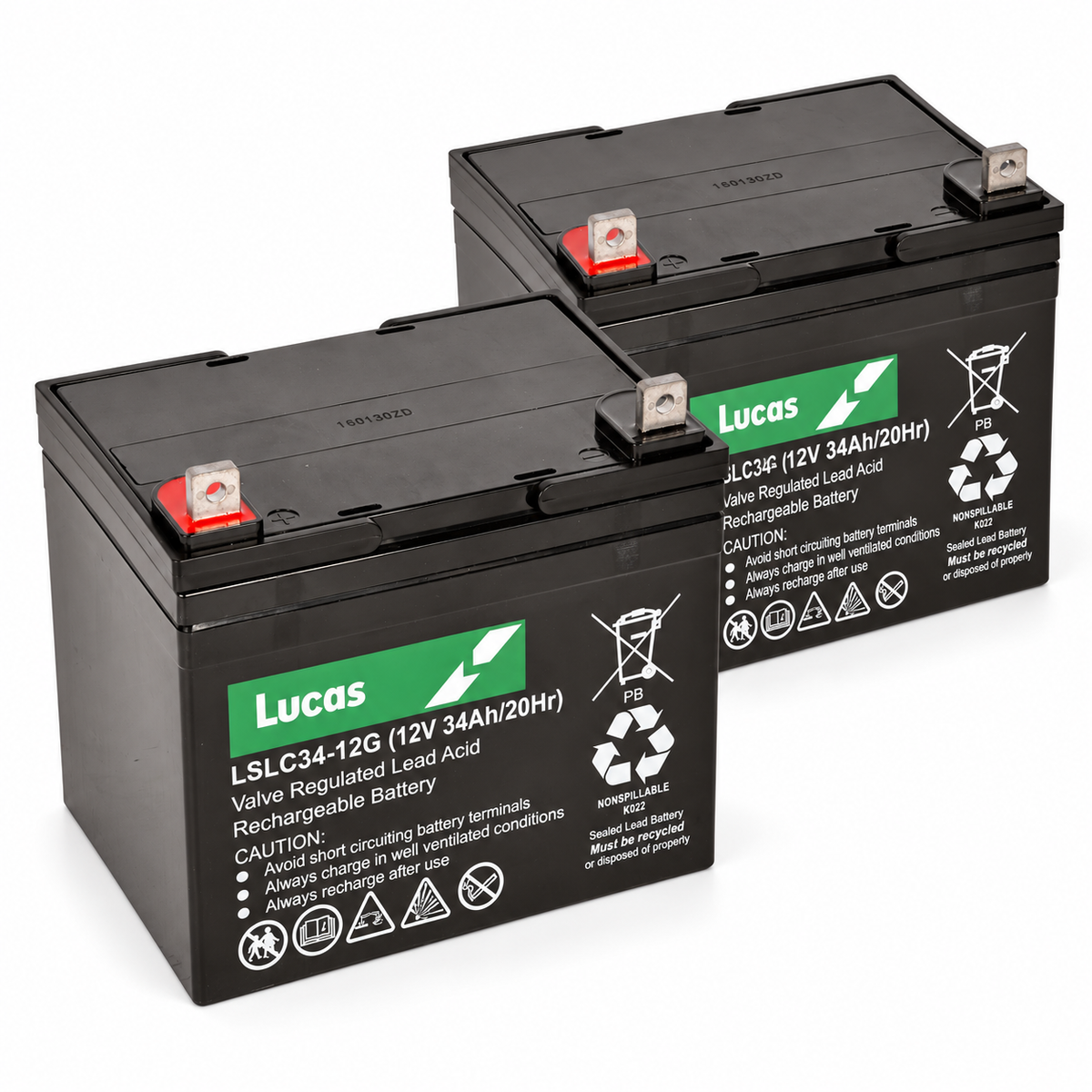 Lucas 12V 34Ah Mobility Scooter Batteries - Twin Pack (2)