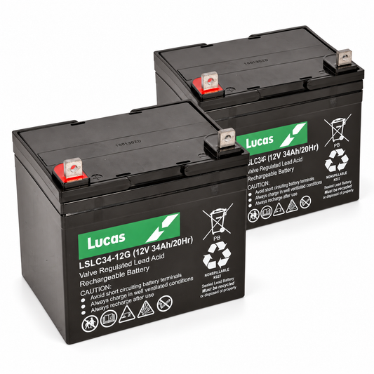 Lucas 12V 34Ah Mobility Scooter Batteries - Twin Pack (2)