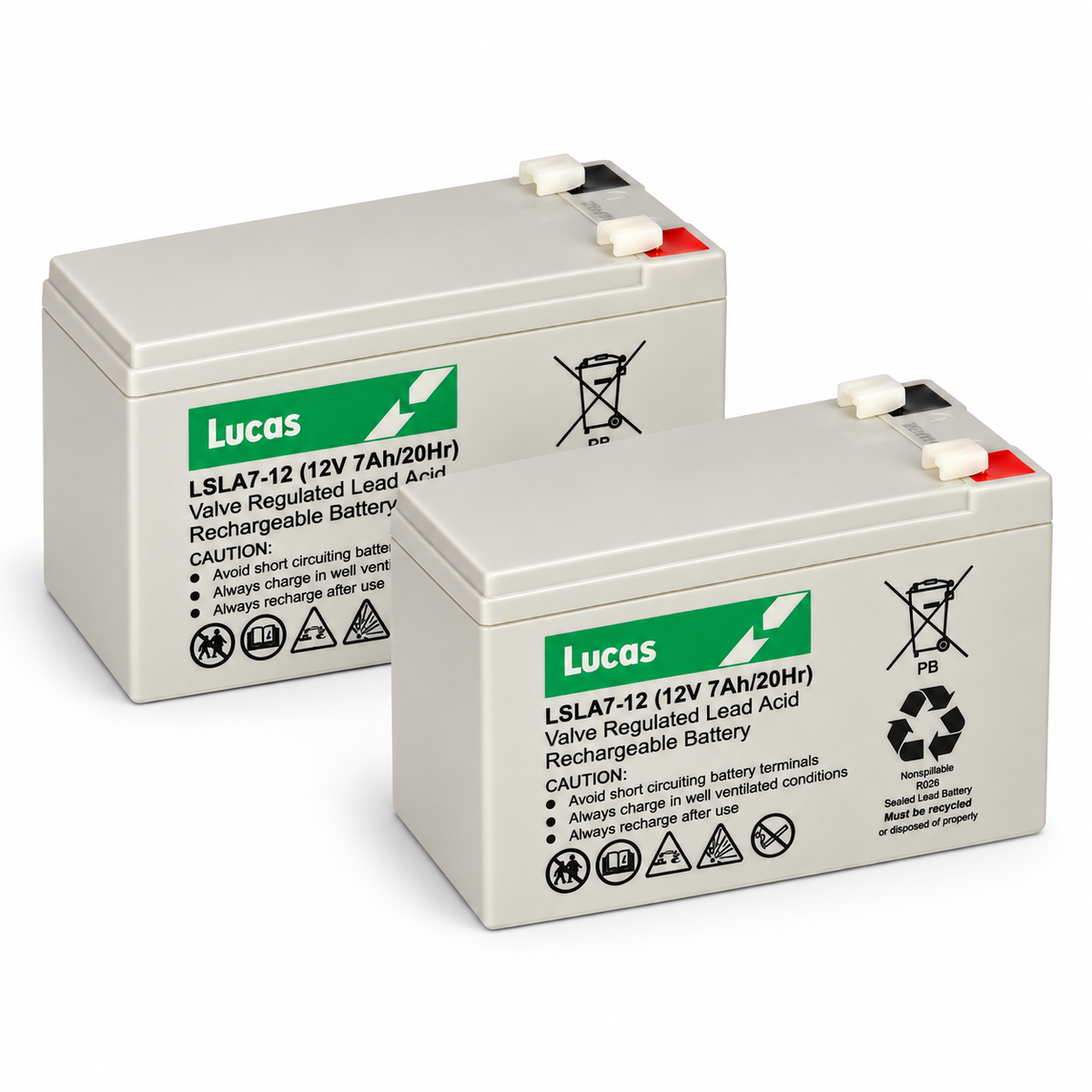 Lucas 12V 7Ah Mobility Scooter Batteries - Twin Pack (2)