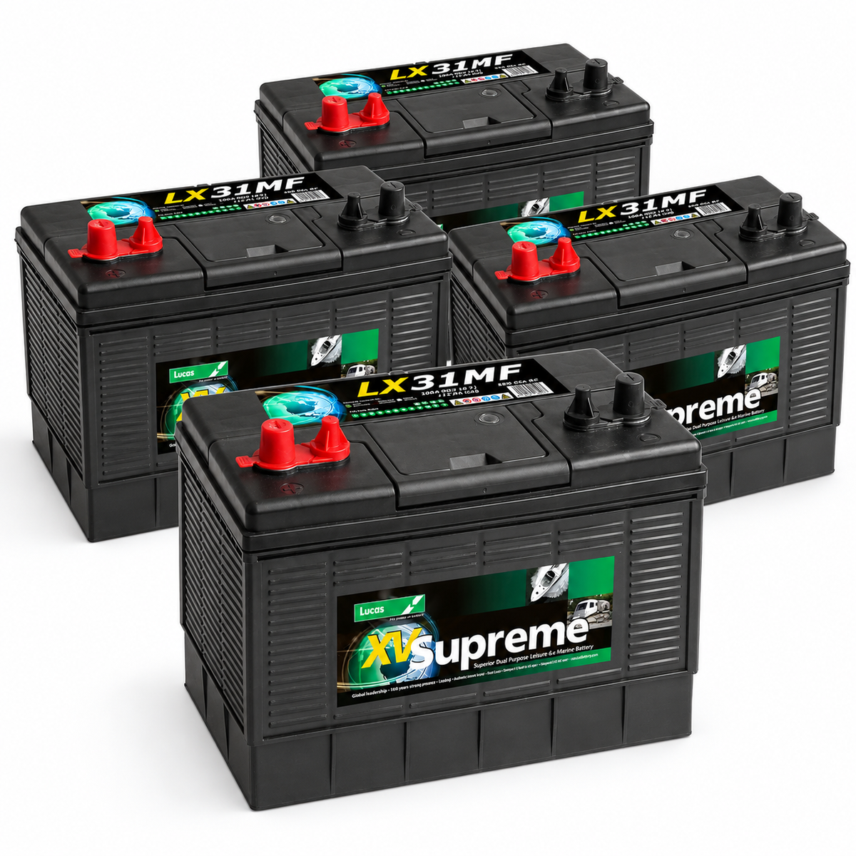 Lucas LX31-MF Narrowboat & Canal Boat Leisure Batteries – Pack of 4
