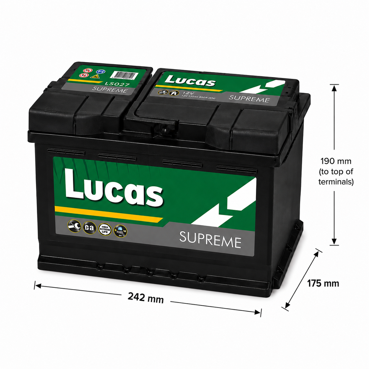 Lucas Supreme LS027 12V 65Ah Car Battery